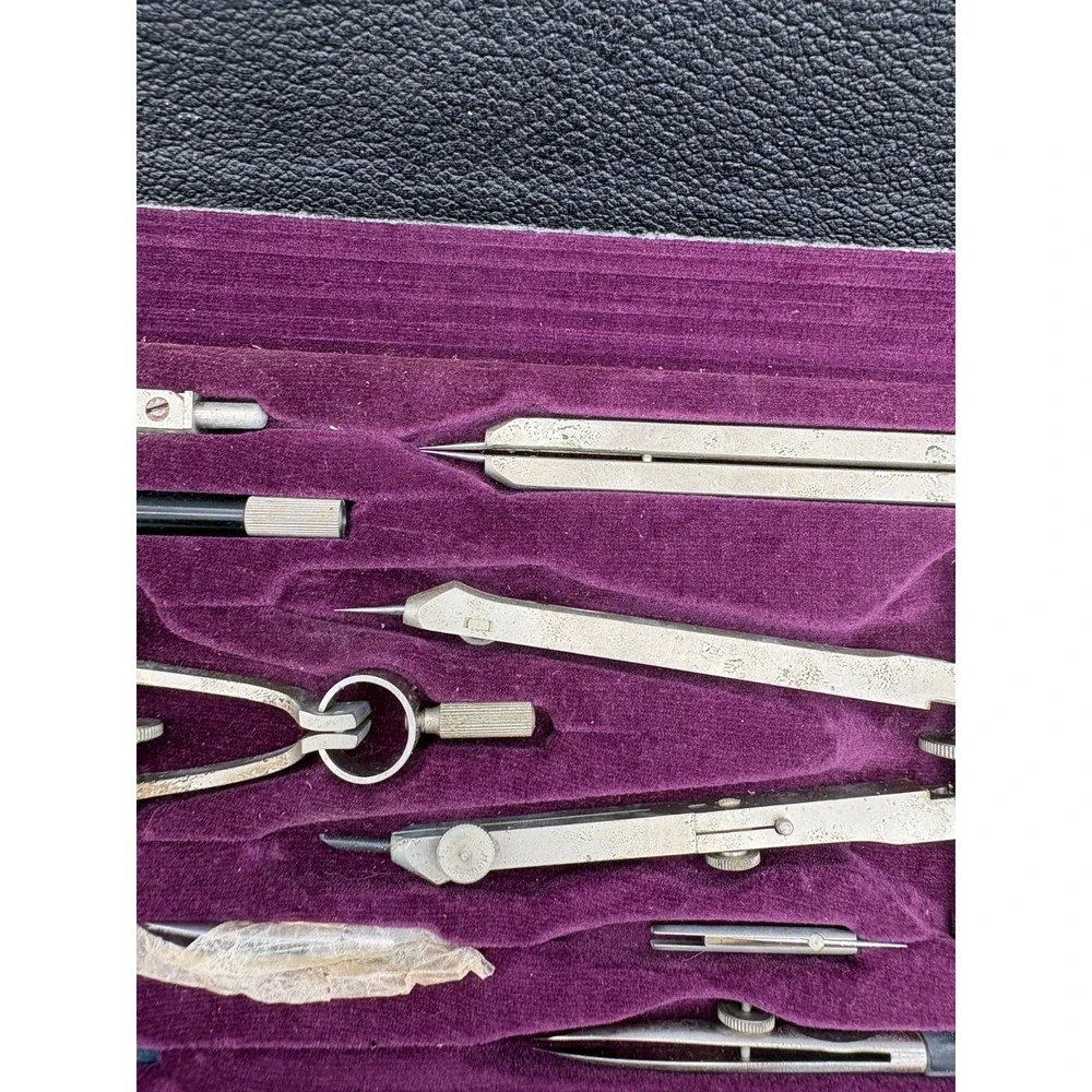Vintage Unitech 123 MR Drafting Tool Set In Black Case Made in‎ Germany